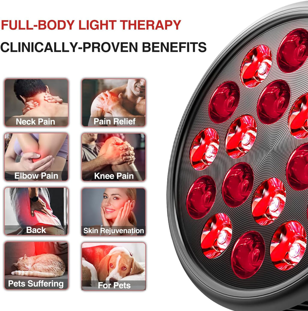 Red Light Therapy with Clip, 660Nm Red and 850Nm near Infrared Lamp