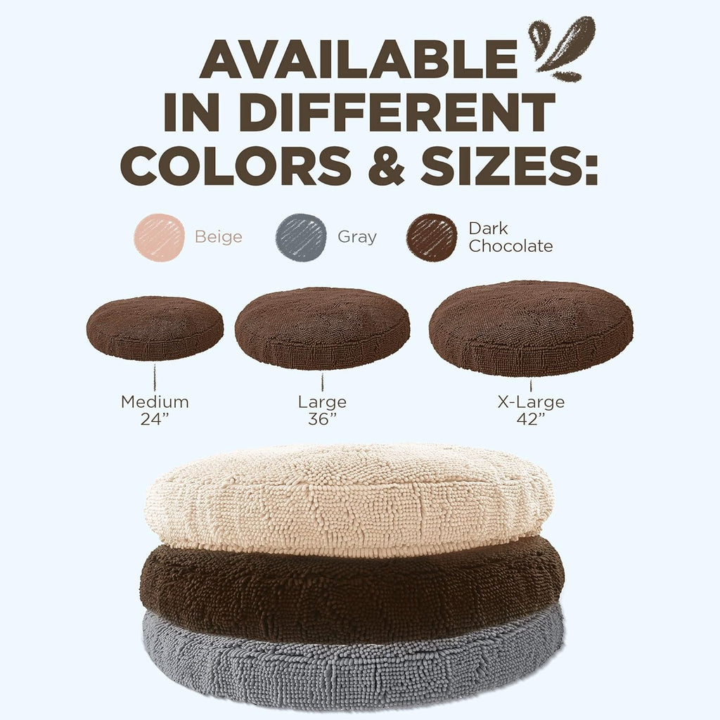 Soggy Doggy Super Snoozer round Dog Bed, Dark Chocolate, Medium 24"X24"X6"