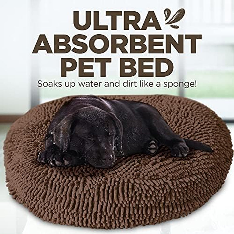 Soggy Doggy Super Snoozer round Dog Bed, Dark Chocolate, Medium 24"X24"X6"
