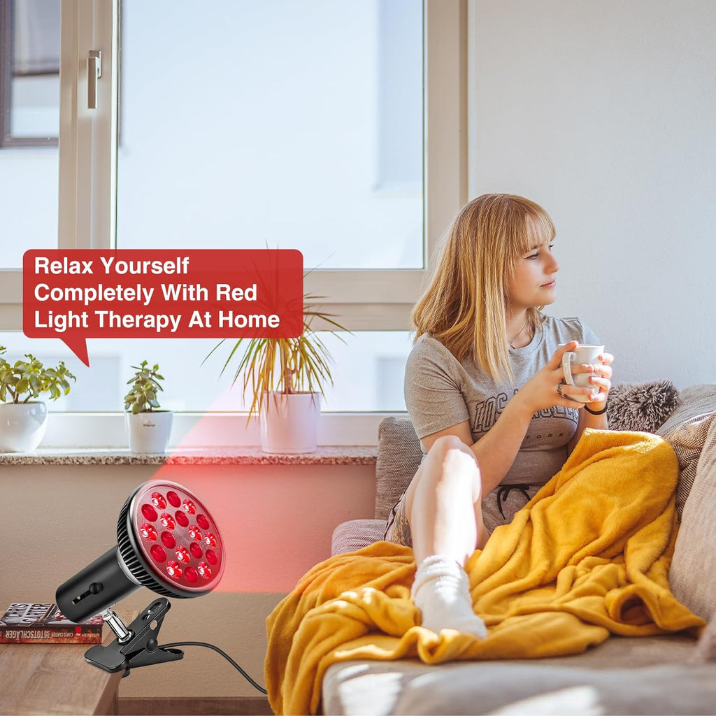 Red Light Therapy with Clip, 660Nm Red and 850Nm near Infrared Lamp