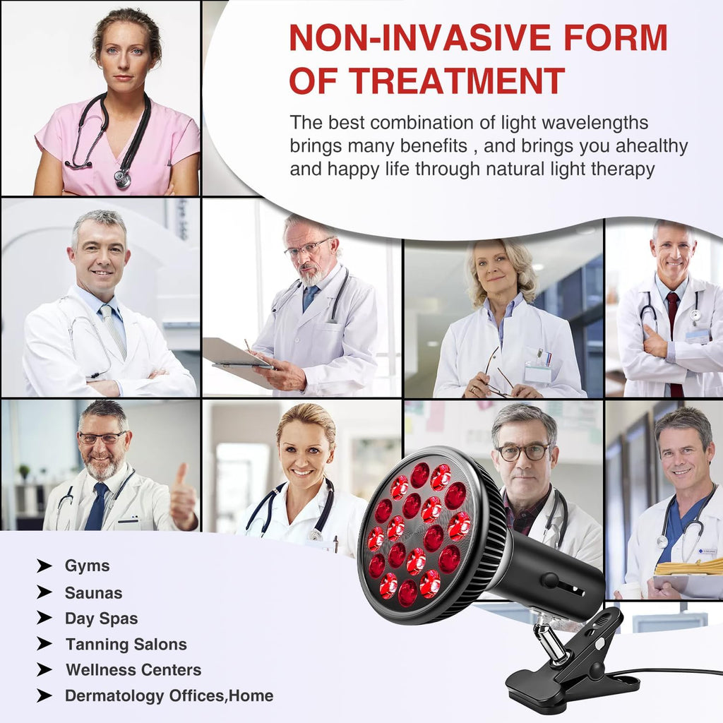 Red Light Therapy with Clip, 660Nm Red and 850Nm near Infrared Lamp