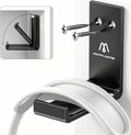 Foldable Aluminum Headphone Stand & Headset Holder Mount, under Desk Wall Hook with No-Scratch Silicone Pad, Strong Adhesive Gaming Headset Hanger for PC, Home & Office