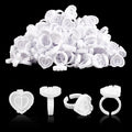Glue Rings for Eyelash Extensions 100PCS Disposable Rings for Lashes Lovely Heart Shape, Makeup Plastic Nail Art Glue Cups Lash Extension Supplies for Eyelash Extensions White