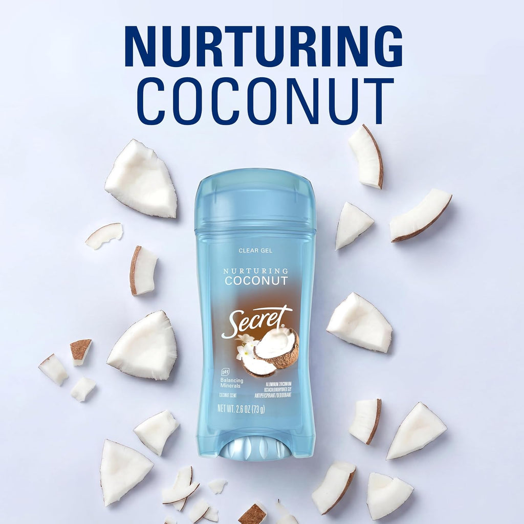 Fresh Antiperspirant Deodorant for Women, 72Hr Breathable Sweat & Odor Protection, Instant Freshness & Gentle, PH Balancing Minerals, Clear Gel, Nurturing Coconut Scent, 2.6 Oz