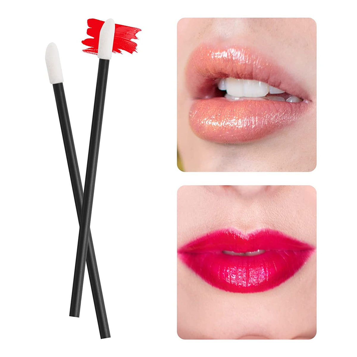 500PCS Disposable Lint Free Lip Wands Applicators, Black