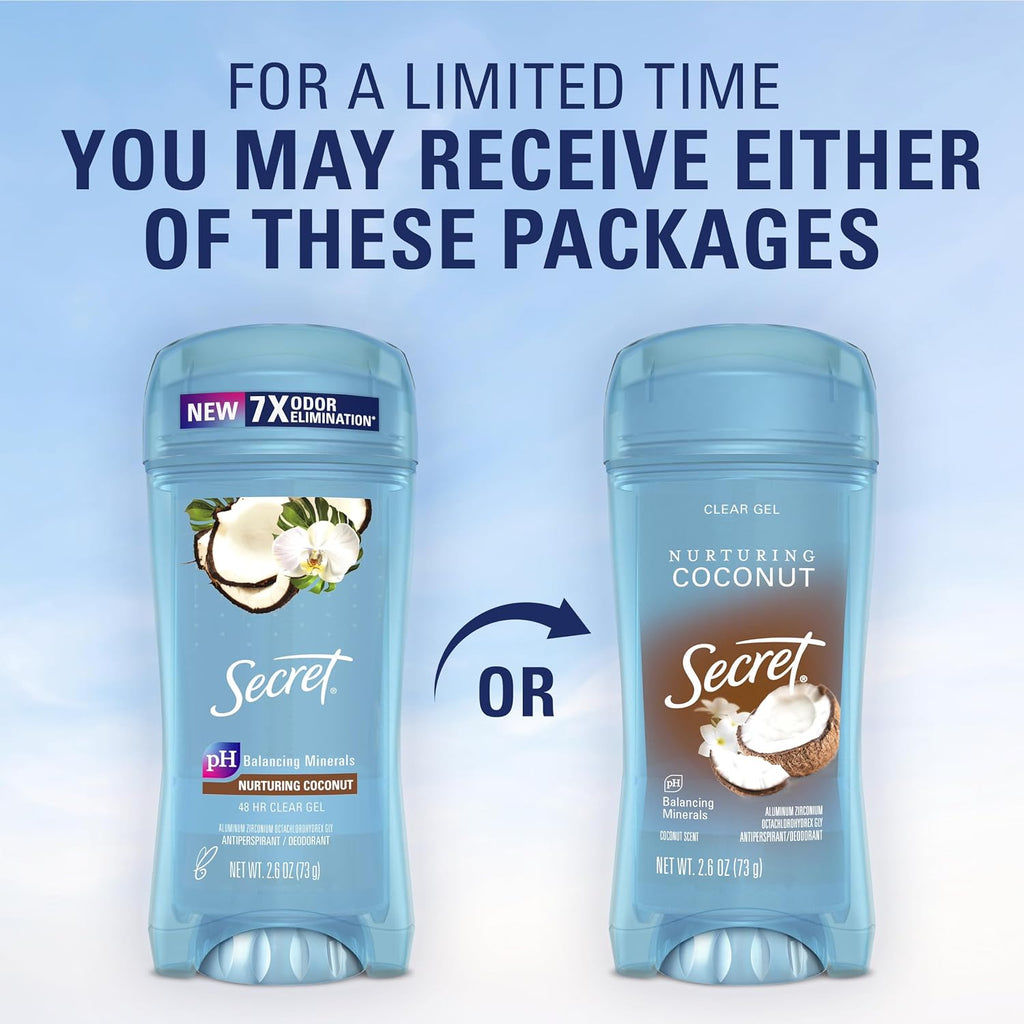 Fresh Antiperspirant Deodorant for Women, 72Hr Breathable Sweat & Odor Protection, Instant Freshness & Gentle, PH Balancing Minerals, Clear Gel, Nurturing Coconut Scent, 2.6 Oz