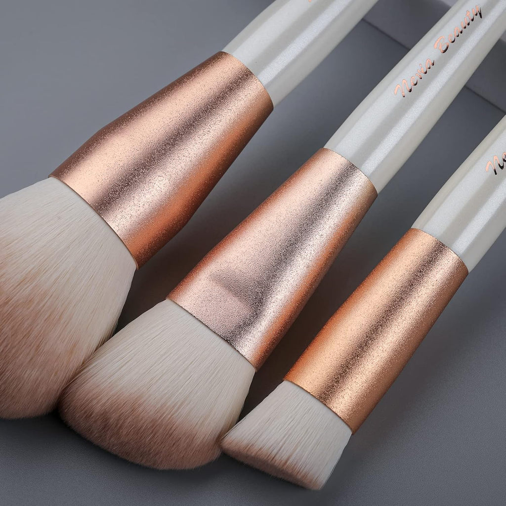 Makeup Brushes Set,  12Pcs Premium Eye Shadow, Eyebrows, Eyeliner, Concealer, Lip Liner，Foundation Makeup Brush White Travel Makeup Set,Cruelty-Free Synthetic Fiber Bristles